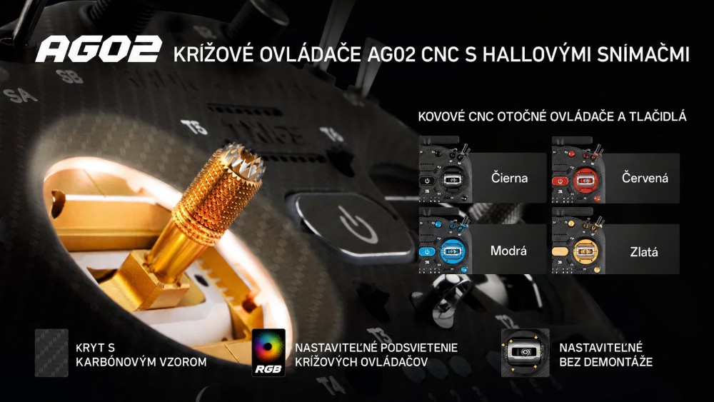AG02 CNC Hall krížové ovládače RadioMaster TX16S MK3 MAX