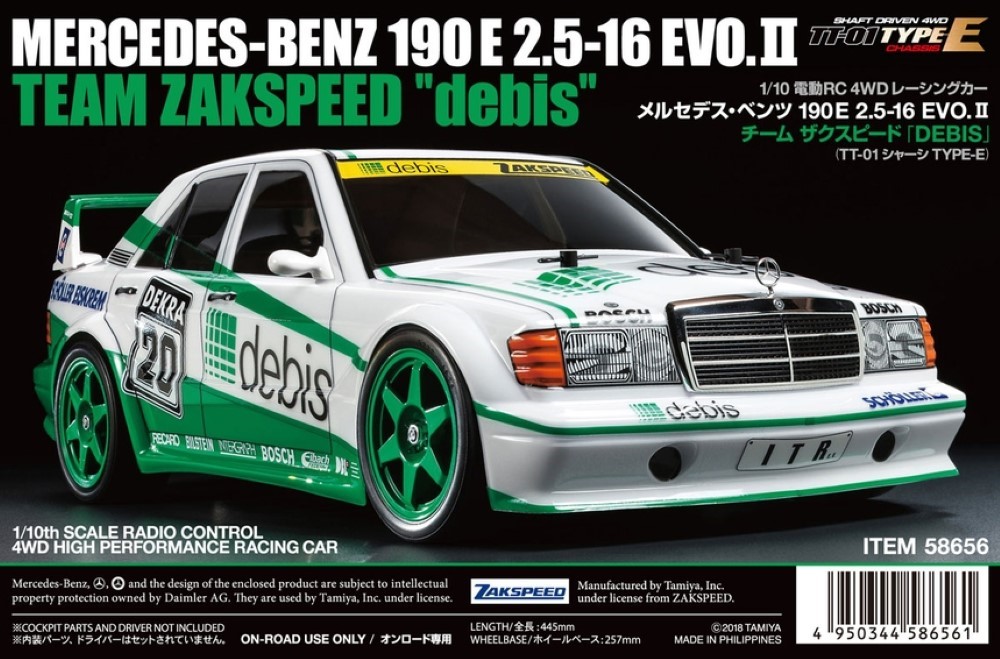 Obsah balenia Tamiya Mercedes-Benz 190E debis Zakspeed TT-01E