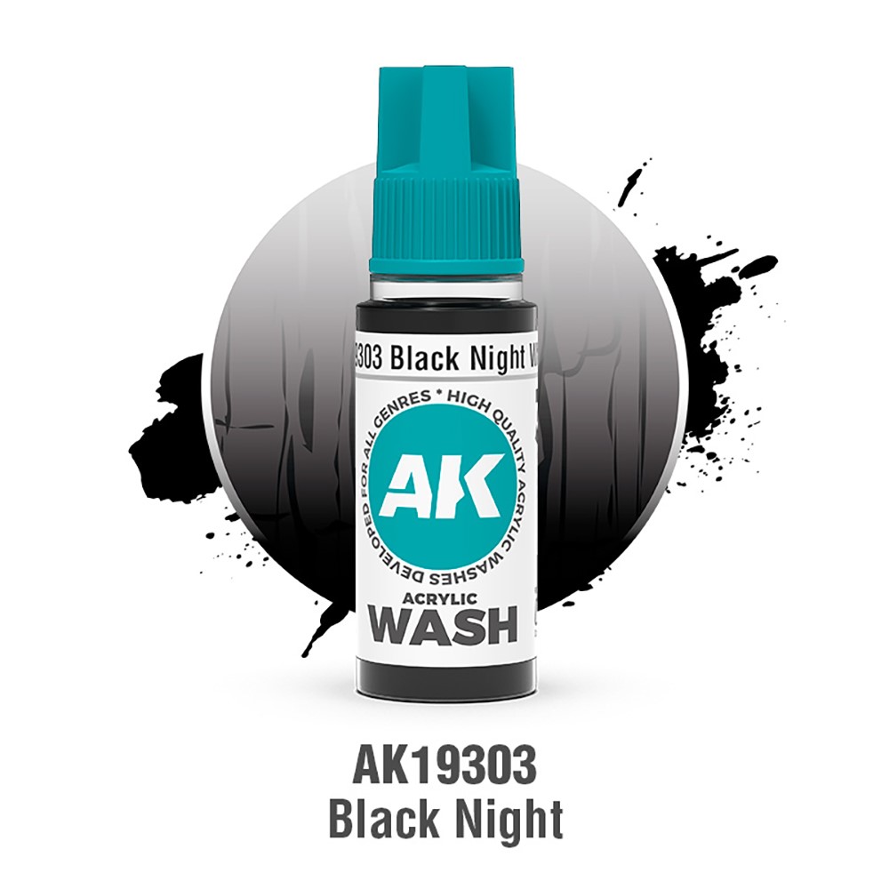 AK Interactive Black Night Wash Acrylic Wash 18 ml AK19303