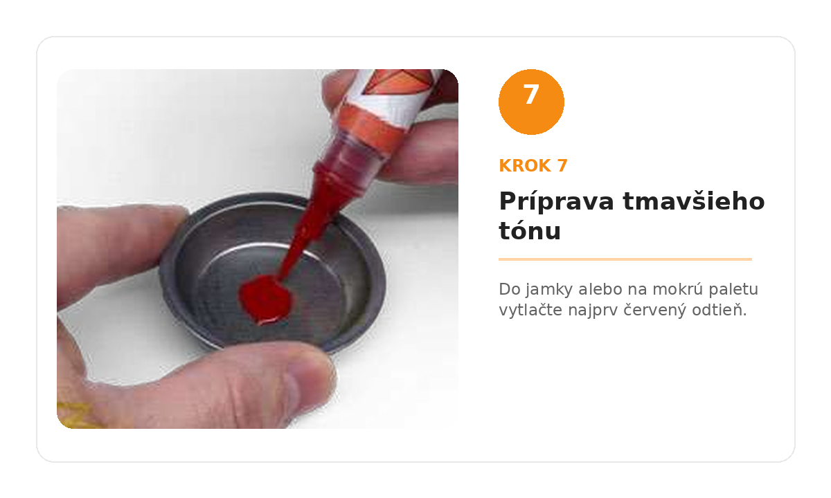Krok 7 – príprava červeného tónu na palete