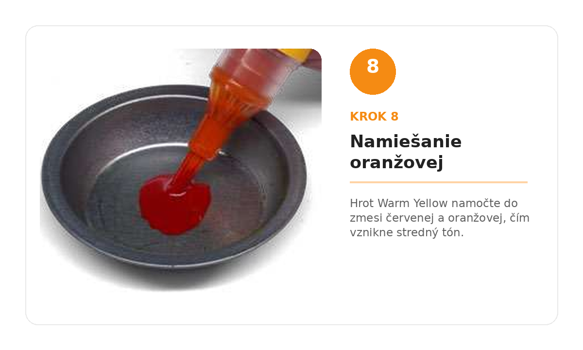 Krok 8 – namiešanie stredného oranžového tónu