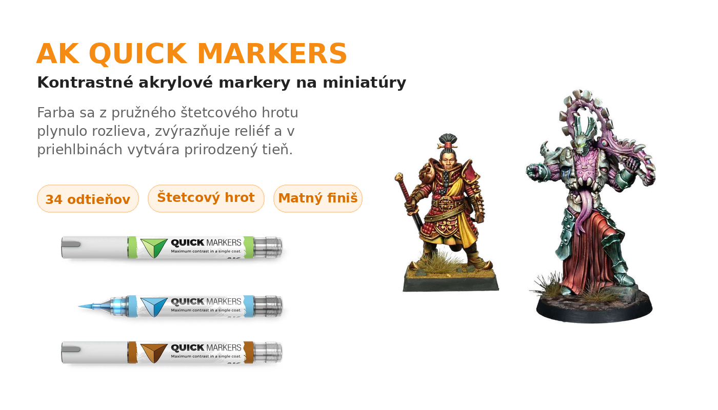 AK QUICK MARKERS – kontrastné akrylové markery na maľovanie miniatúr
