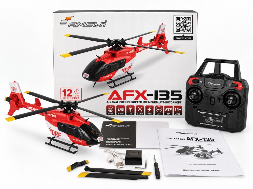 AMEWI RC vrtuľník AFX-135 DRF 4-kanálový 6G RTF