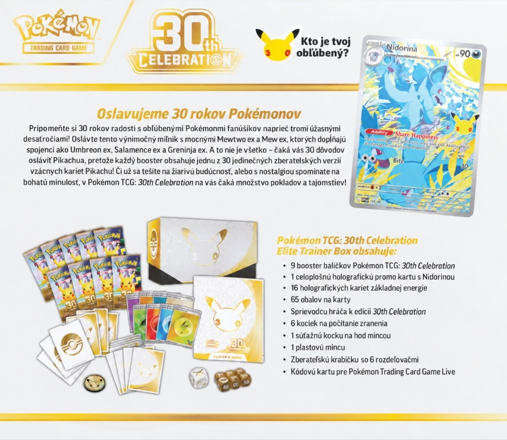 Pokémon 30th Celebration Elite Trainer Box obsah